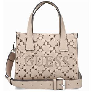 GUESS Beige Perforated Tote Handbag
